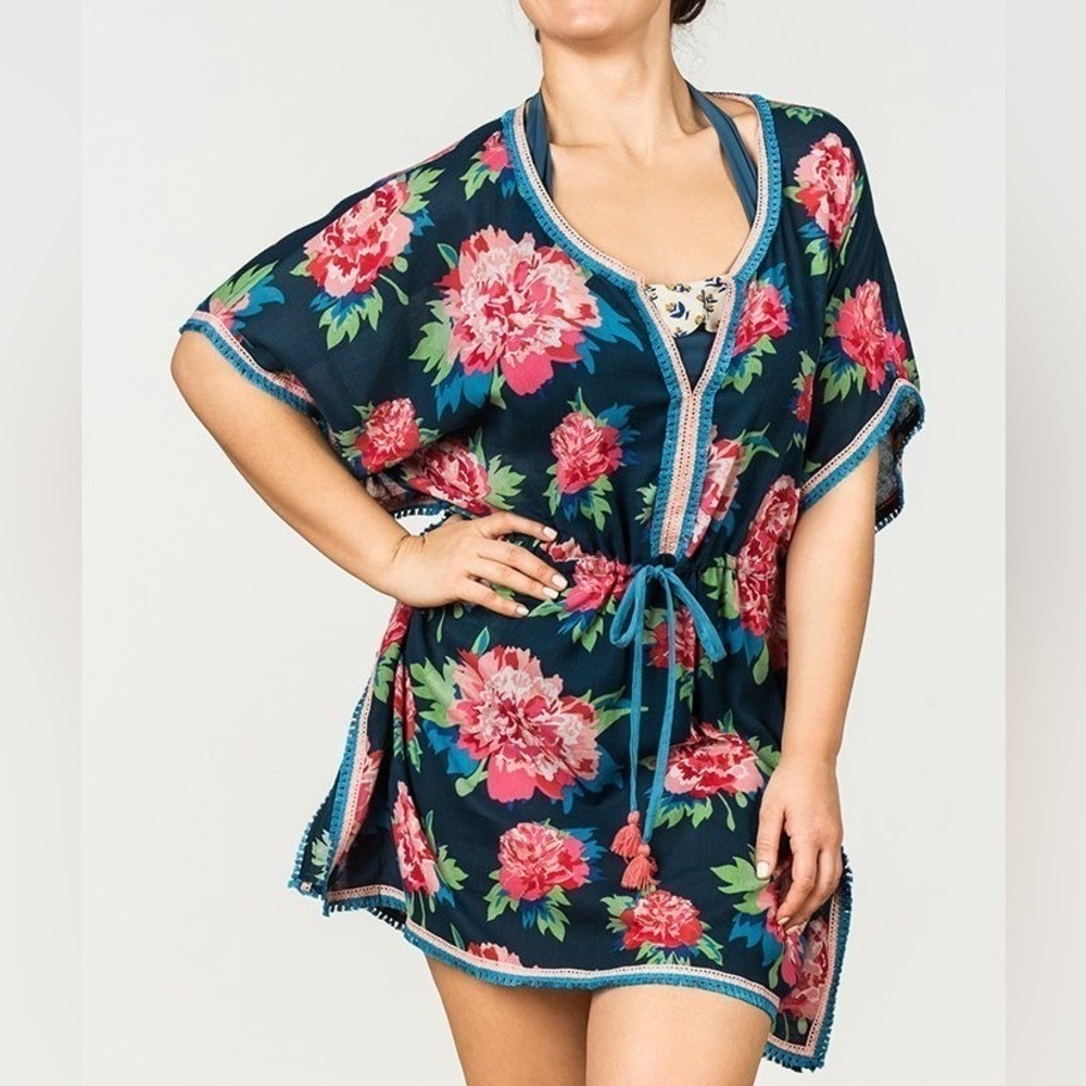 Matilda Jane Women’s Size Small Cool Shade Swimsuit Cover Up Floral Blue Beach